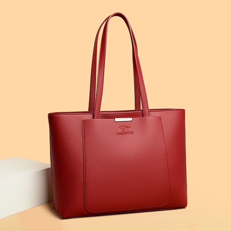 Luxury Designer Solid Color Handbags Soft Leather Shoulder Bag Large Capacity Shopping HandBag Sac High Quality Women Tote Bags