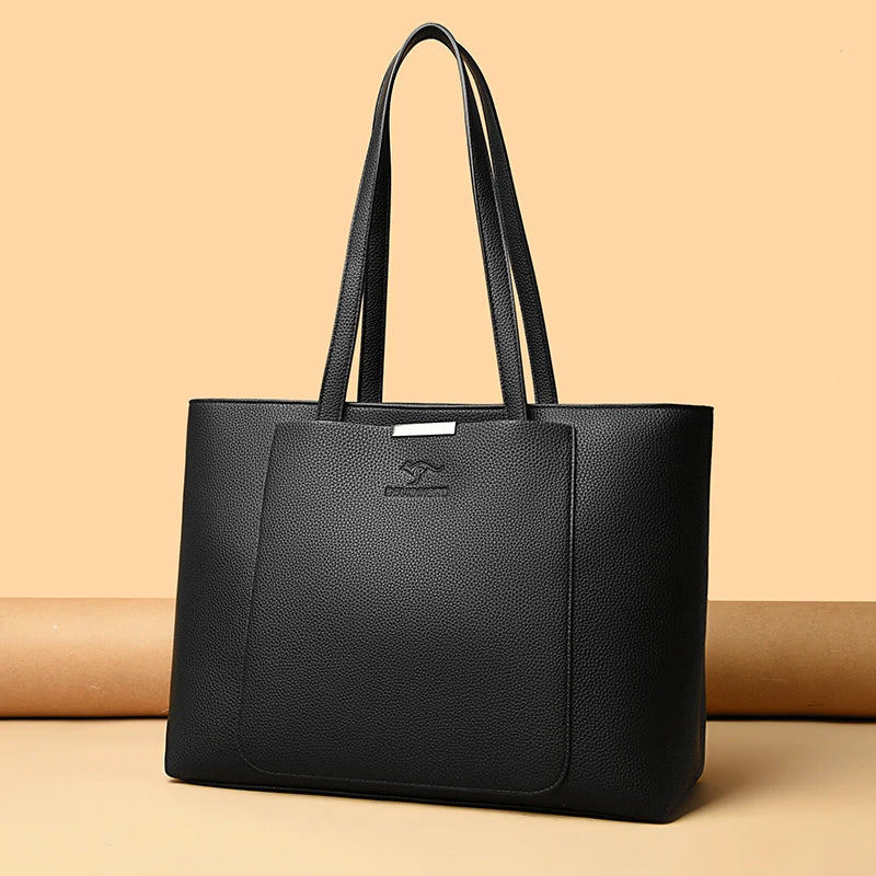 Luxury Designer Solid Color Handbags Soft Leather Shoulder Bag Large Capacity Shopping HandBag Sac High Quality Women Tote Bags