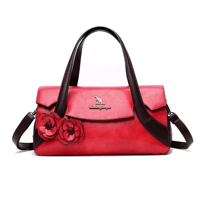 Luxury Designer Women Shoulder Crossbody Tote Bag High Quality Trend Solid Color Personality Flower Leather Purse and Handbags