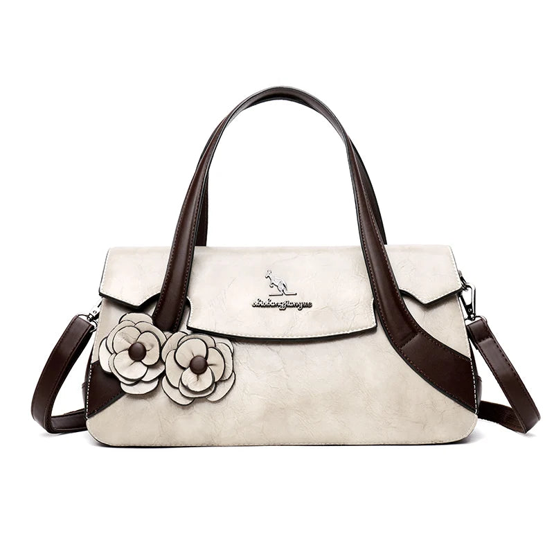 Luxury Designer Women Shoulder Crossbody Tote Bag High Quality Trend Solid Color Personality Flower Leather Purse and Handbags