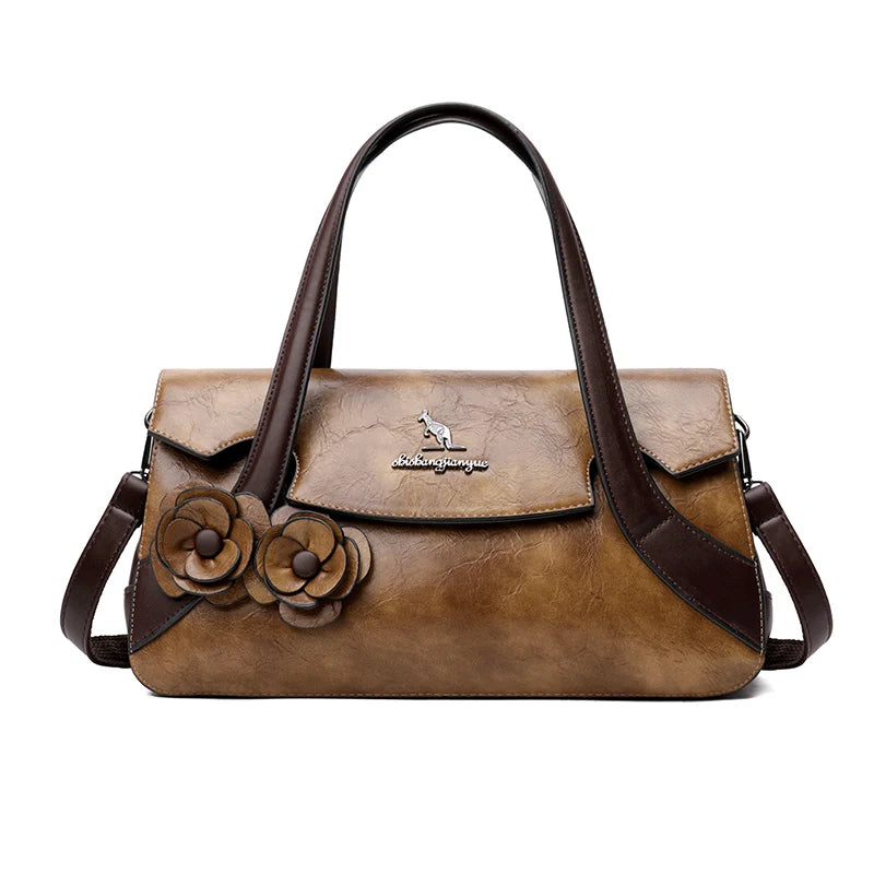 Luxury Designer Women Shoulder Crossbody Tote Bag High Quality Trend Solid Color Personality Flower Leather Purse and Handbags