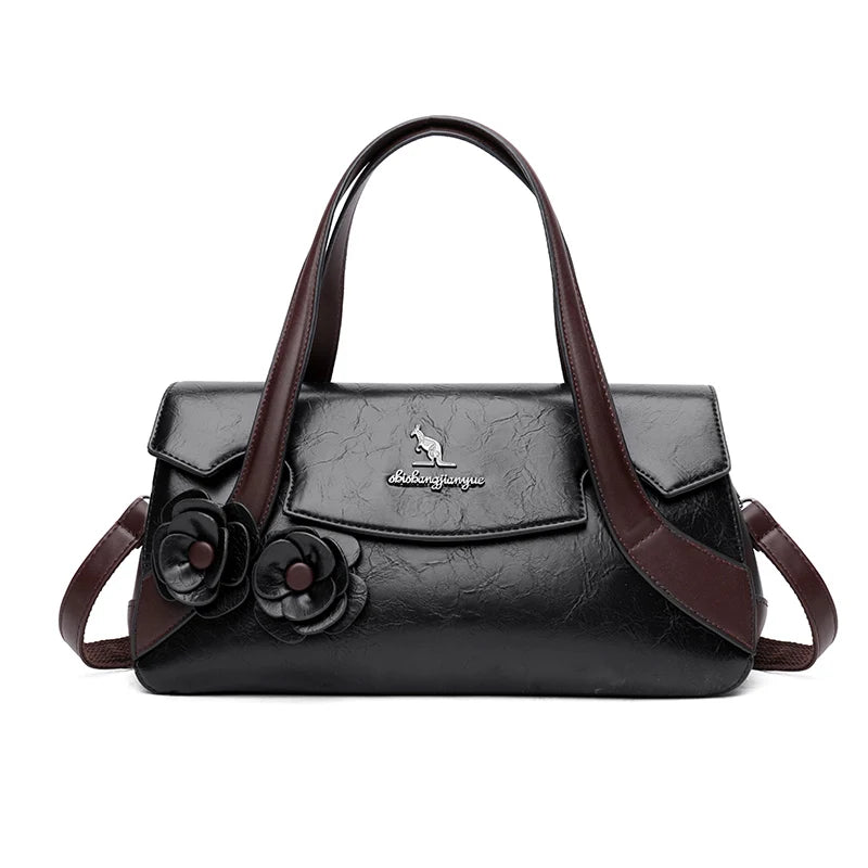 Luxury Designer Women Shoulder Crossbody Tote Bag High Quality Trend Solid Color Personality Flower Leather Purse and Handbags