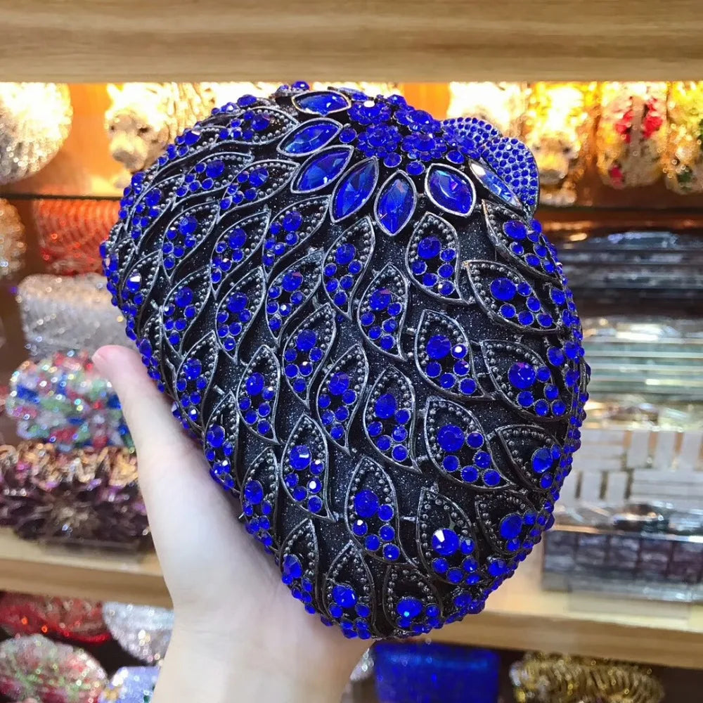 Luxury Diamond silver Evening Clutch Crystal Bag 2022 Wedding Party Women's Evening Purse 100% Handmade Crystal Ladies Purses