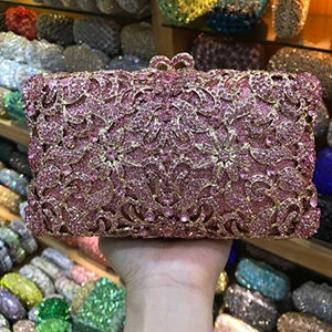 Luxury Evening Bags Gold Women Clutch Hollow Out Crystal Party Banquet Purse Dinner Bags Fashion Ladies Handbag Shoulder Bags
