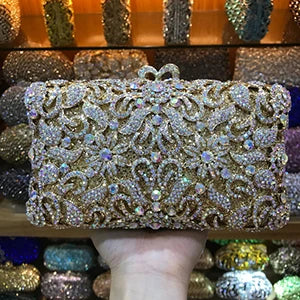 Luxury Evening Bags Gold Women Clutch Hollow Out Crystal Party Banquet Purse Dinner Bags Fashion Ladies Handbag Shoulder Bags