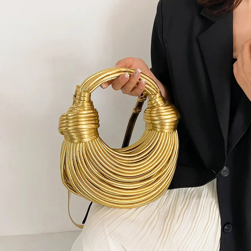 Luxury Evening Bags Purses for Women Golden Noodle Knot Design Dinner Wedding Party Clutch Bag 2024 High Quality Handbags Trendy