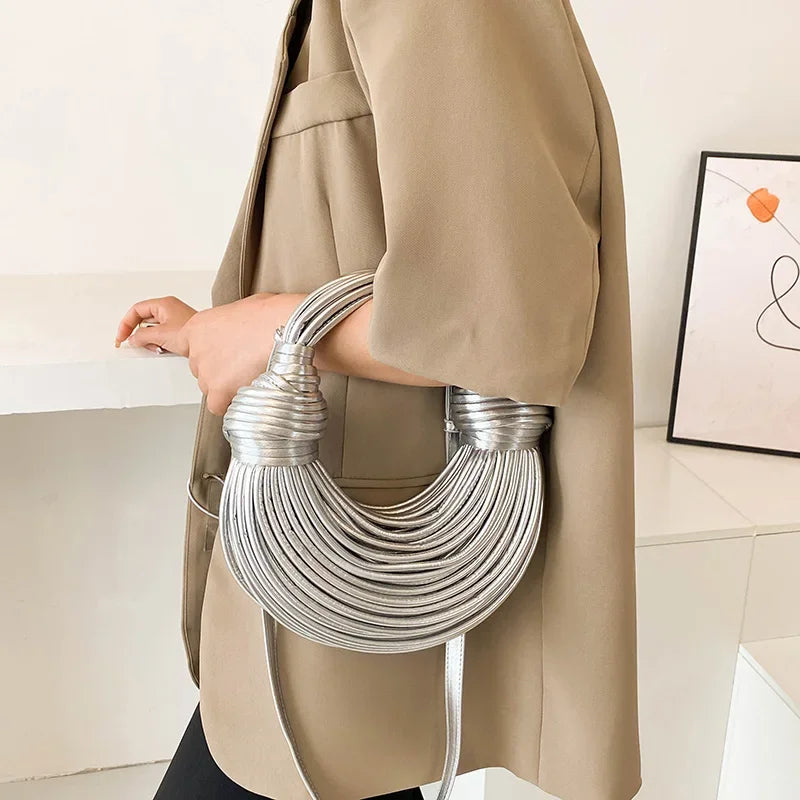 Luxury Evening Bags Purses for Women Golden Noodle Knot Design Dinner Wedding Party Clutch Bag 2024 High Quality Handbags Trendy