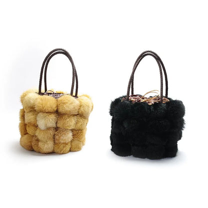 Luxury Fur Handbag Female Autumn Winter New Plush Furry Bucket Bags Large Capacity All-match Portable Purses Clutch Bolsos Mujer