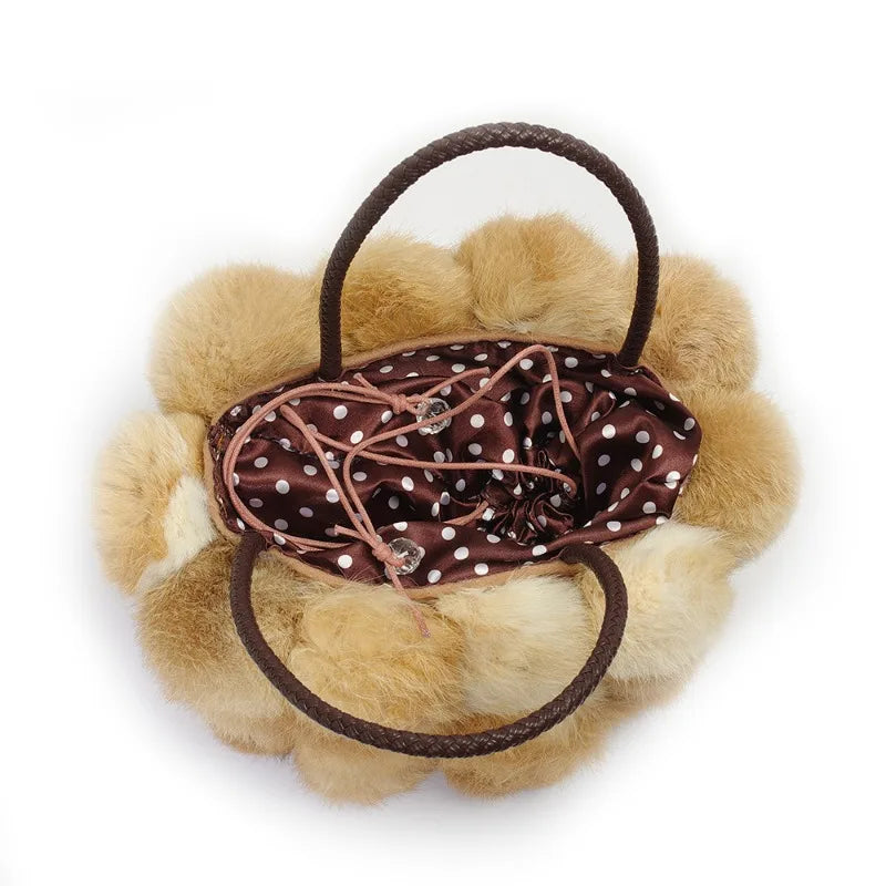 Luxury Fur Handbag Female Autumn Winter New Plush Furry Bucket Bags Large Capacity All-match Portable Purses Clutch Bolsos Mujer