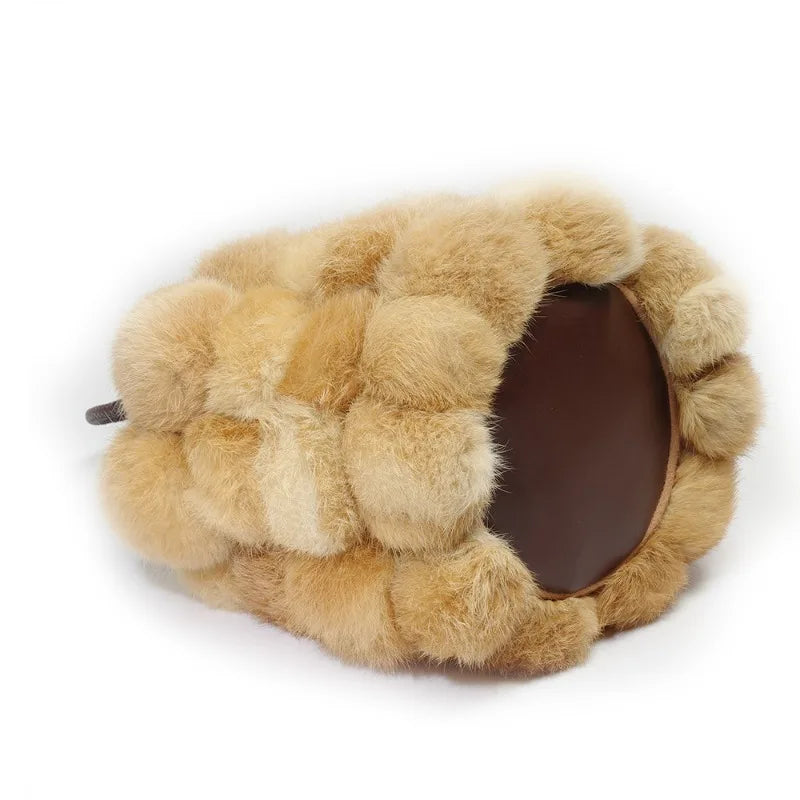 Luxury Fur Handbag Female Autumn Winter New Plush Furry Bucket Bags Large Capacity All-match Portable Purses Clutch Bolsos Mujer