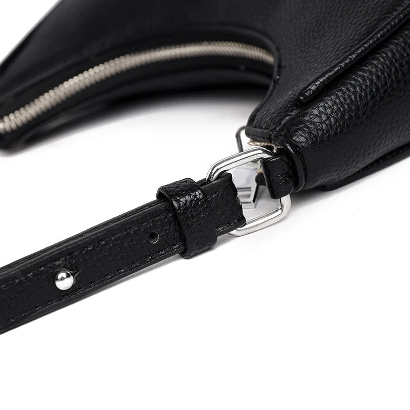 Luxury Genuine Leather Axillary Crescent Bag Female Solid Color Cow Leather Shoulder Crossbody Bag Women's Handbag Messenger Sac