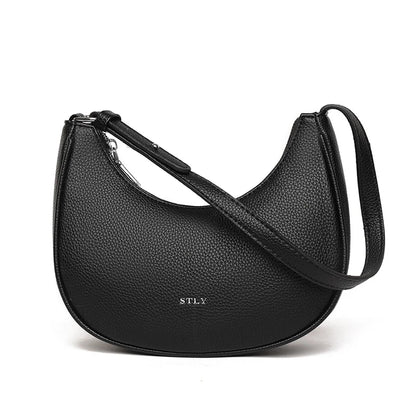 Luxury Genuine Leather Axillary Crescent Bag Female Solid Color Cow Leather Shoulder Crossbody Bag Women's Handbag Messenger Sac