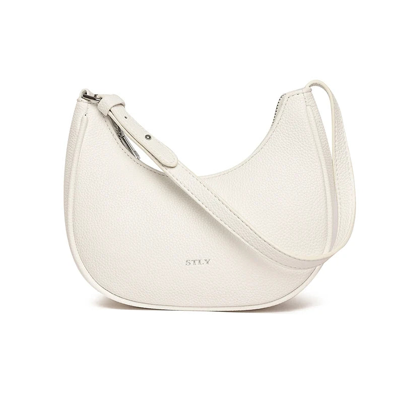 Luxury Genuine Leather Axillary Crescent Bag Female Solid Color Cow Leather Shoulder Crossbody Bag Women's Handbag Messenger Sac