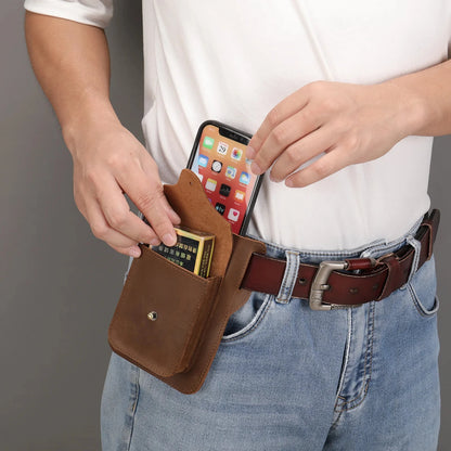 Luxury Genuine Leather Belt Clip Case Men Travel Waist For Mobile Phone Bag Cellphone Loop Holster Pouch Cover