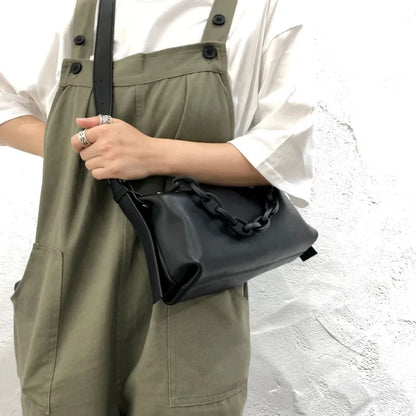 Luxury Genuine Leather Cowhide Handbags Female Commuter Elegant Large Capacity Solid Underarm Shoulder Bags Vintage Chain Bolsas