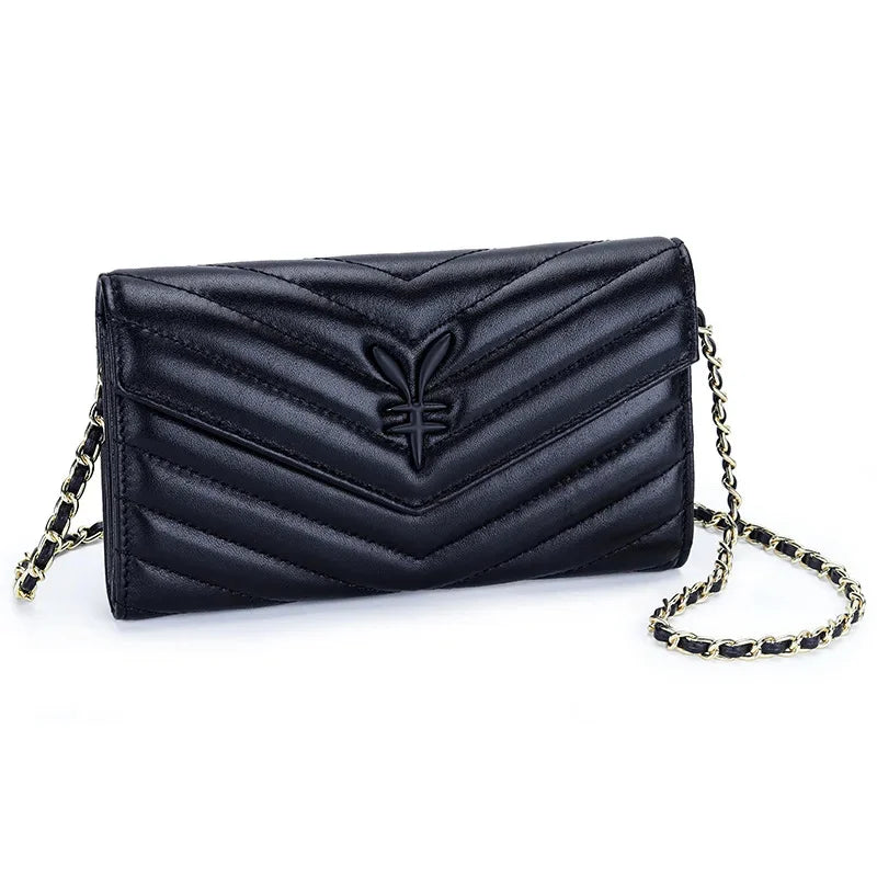 Luxury Genuine Leather Crossbody with Chain Strap Women - Small Shoulder Bag for Mobile Phone and Money