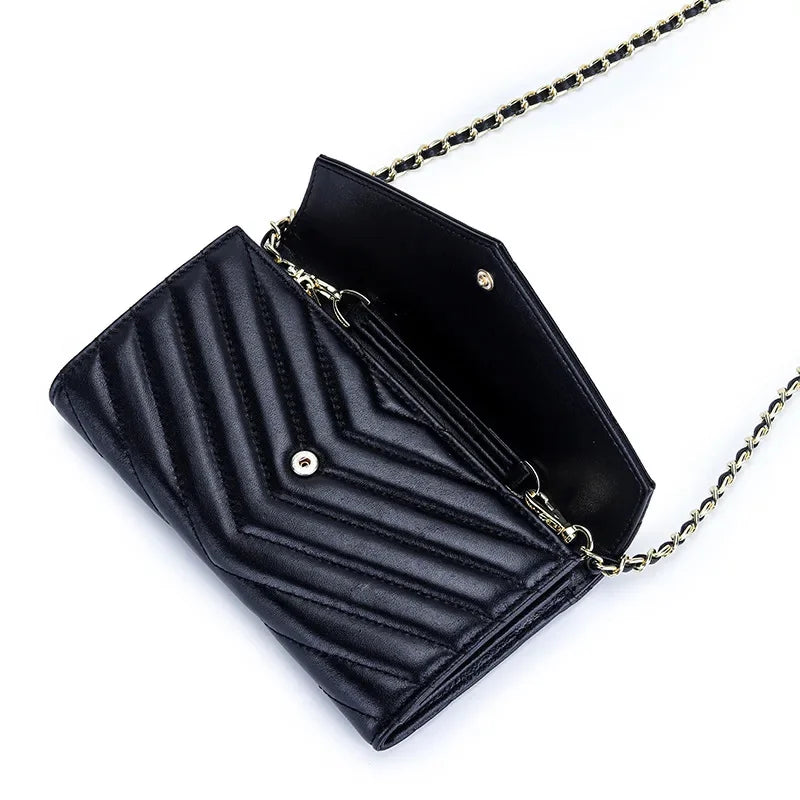 Luxury Genuine Leather Crossbody with Chain Strap Women - Small Shoulder Bag for Mobile Phone and Money