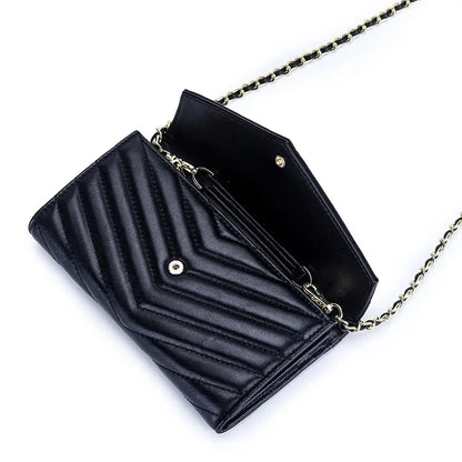 Luxury Genuine Leather Crossbody with Chain Strap Women - Small Shoulder Bag for Mobile Phone and Money