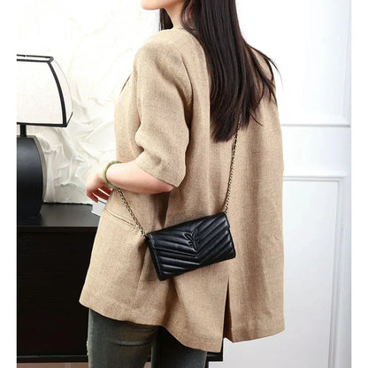 Luxury Genuine Leather Crossbody with Chain Strap Women - Small Shoulder Bag for Mobile Phone and Money