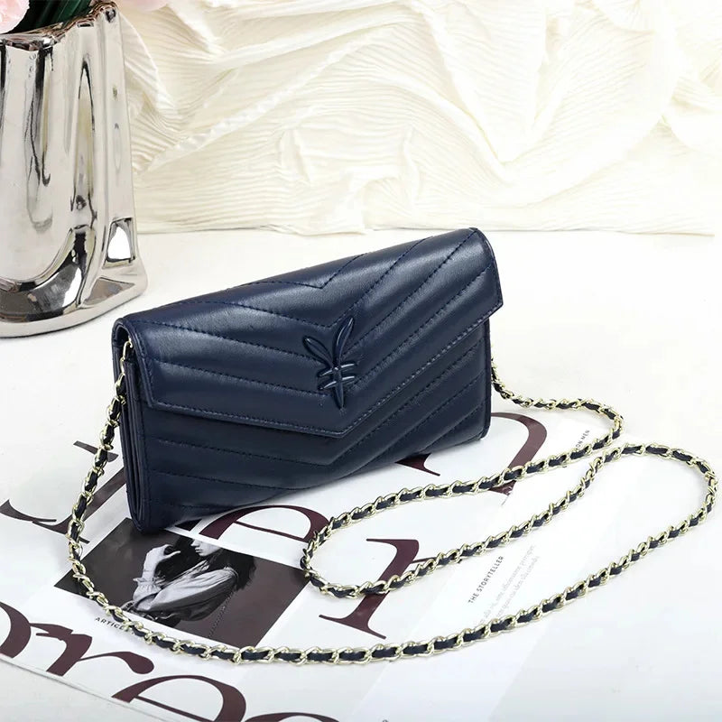 Luxury Genuine Leather Crossbody with Chain Strap Women - Small Shoulder Bag for Mobile Phone and Money
