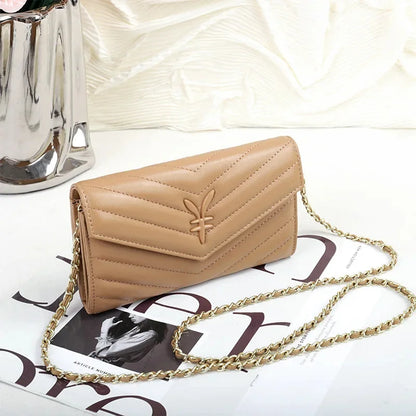 Luxury Genuine Leather Crossbody with Chain Strap Women - Small Shoulder Bag for Mobile Phone and Money