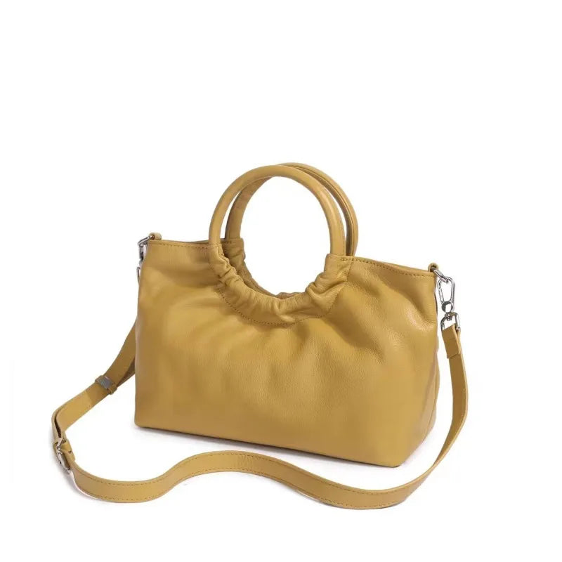 Luxury Genuine Leather High Quality Female Handbags 2024 New Large Capacity Purse Versatile Fashion Folds Crossbody Shoulder Bag