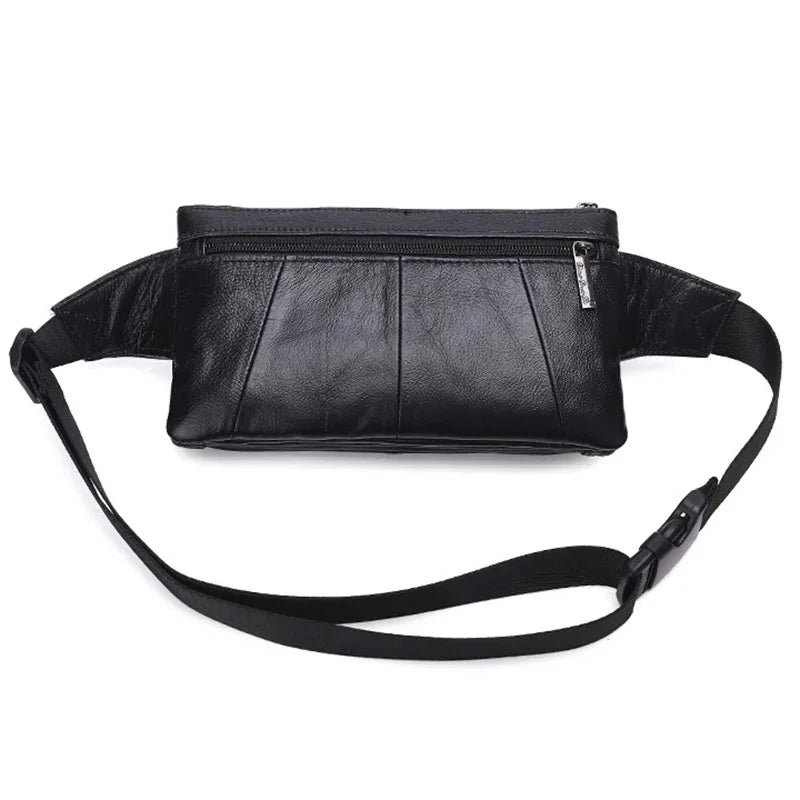 Luxury Genuine Leather Hip Bum for Men Travel Casual Cell Phone Waist Chest Pack Male Belt Bag