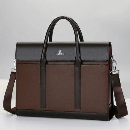 Luxury Genuine Leather Men's Briefcase Large Handbag High Capacity Shoulder Messenger Business Laptop Bag For Male