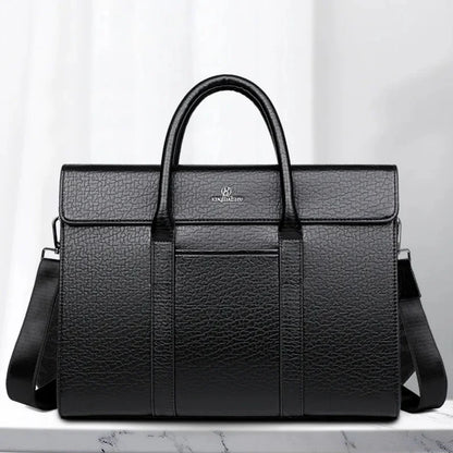 Luxury Genuine Leather Men's Briefcase Vintage Laptop Computer Large Capacity Handbag Business Male Shoulder Messenger Bag