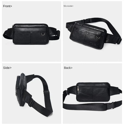 Luxury Genuine Leather Men's Business Belt Multi-Functional Mobile Phone Waist Ultra-Thin Casual Satchel Chest Bag