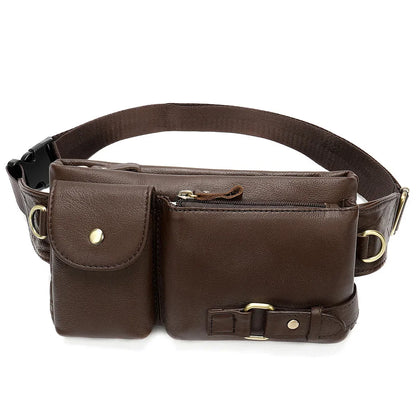 Luxury Genuine Leather Men's Fanny Pack Cowhide Shoulder Crossbody Casual Phone Waist Belt Fashion Male Chest Bag