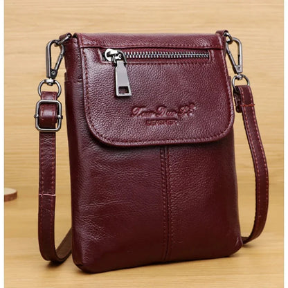 Luxury Genuine Leather Women Mini Shoulder Messenger Female Vintage Cowhide Crossbody Ladies Casual Small Phone Bag
