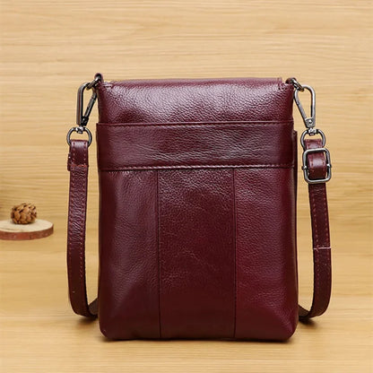 Luxury Genuine Leather Women Mini Shoulder Messenger Female Vintage Cowhide Crossbody Ladies Casual Small Phone Bag