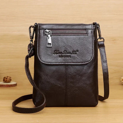 Luxury Genuine Leather Women Mini Shoulder Messenger Female Vintage Cowhide Crossbody Ladies Casual Small Phone Bag