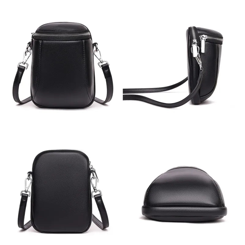 Luxury Genuine Leather Women's Phone Bag Wallets Fashion Shoulder Messenger Bags For Women 2023 Female Small Messenger Tote Sac