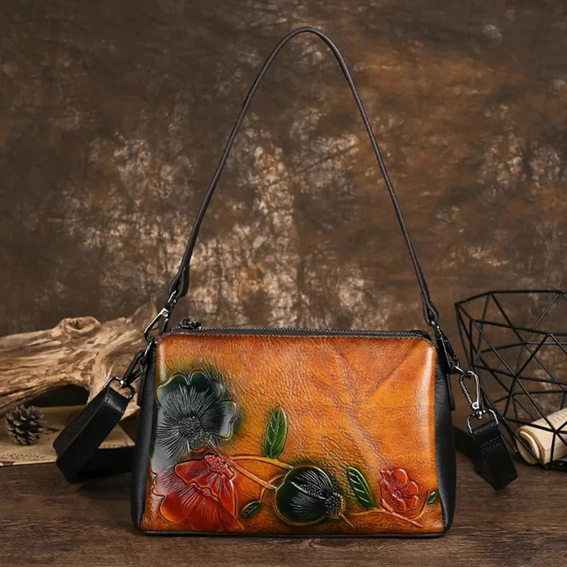 Luxury Genuine Leather Women's Shoulder Elegant Vintage Crossbody Fashion Cowhide Messenger Bag Casual Female Handbag