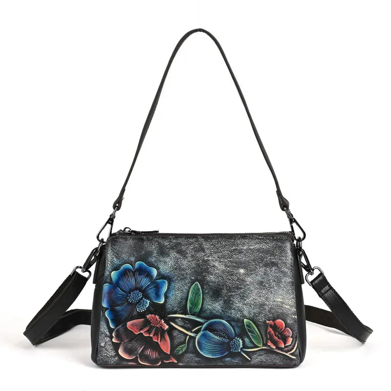Luxury Genuine Leather Women's Shoulder Elegant Vintage Crossbody Fashion Cowhide Messenger Bag Casual Female Handbag