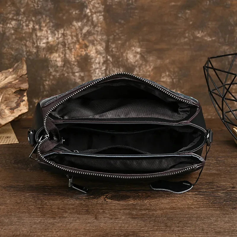 Luxury Genuine Leather Women's Shoulder Elegant Vintage Crossbody Fashion Cowhide Messenger Bag Casual Female Handbag