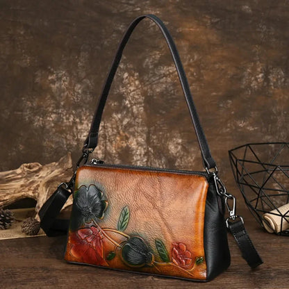 Luxury Genuine Leather Women's Shoulder Elegant Vintage Crossbody Fashion Cowhide Messenger Bag Casual Female Handbag