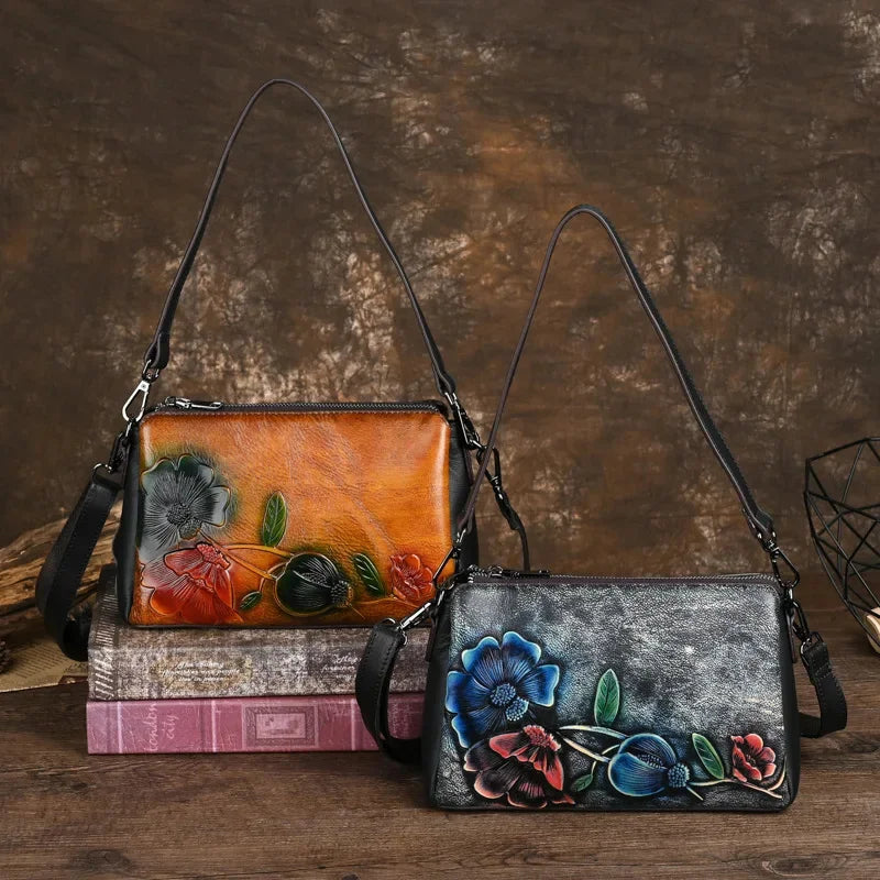 Luxury Genuine Leather Women's Shoulder Elegant Vintage Crossbody Fashion Cowhide Messenger Bag Casual Female Handbag