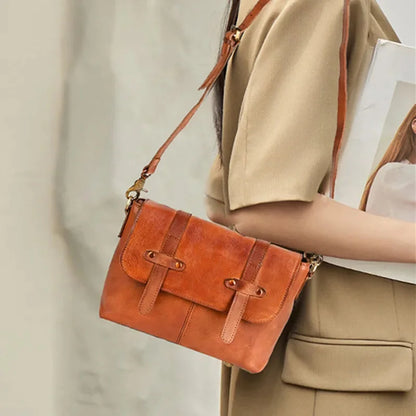 Luxury Genuine Leather Women's Shoulder Vintage Messenger Cowhide Female Crossbody Fashion Small Square iPad Bag