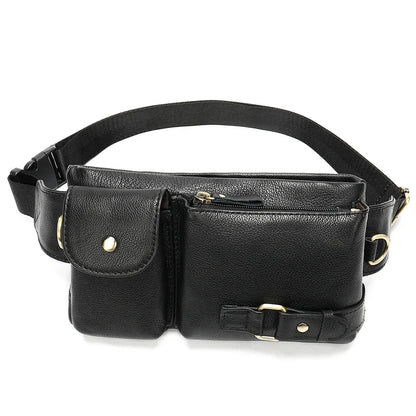 Luxury Genuine Men Pack Cowhide Leather Men's Shoulder Mobile Phone Waist Fashion Male Chest Bag