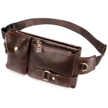 Luxury Genuine Men Pack Cowhide Leather Men's Shoulder Mobile Phone Waist Fashion Male Chest Bag