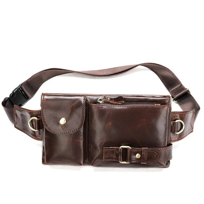 Luxury Genuine Men Pack Cowhide Leather Men's Shoulder Mobile Phone Waist Fashion Male Chest Bag