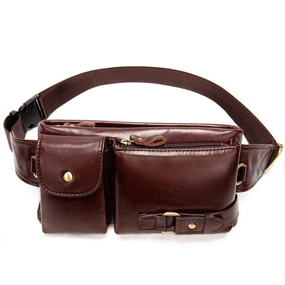 Luxury Genuine Men Pack Cowhide Leather Men's Shoulder Mobile Phone Waist Fashion Male Chest Bag