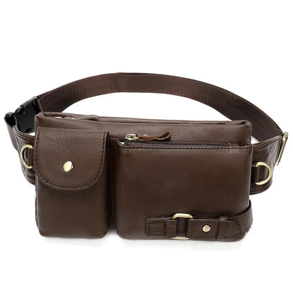 Luxury Genuine Men Pack Cowhide Leather Men's Shoulder Mobile Phone Waist Fashion Male Chest Bag