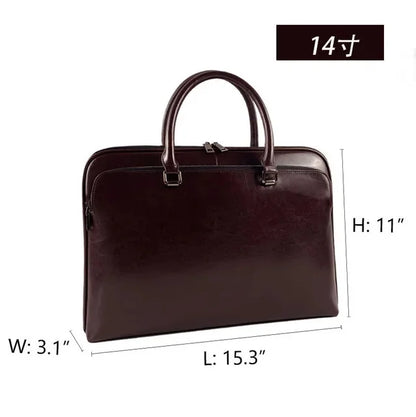 Luxury Genuine leather Women's Briefcase Fashion Business Handbag Large Capacity Shoulder Messenger bag Ladies Laptop Bag