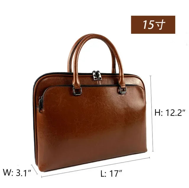 Luxury Genuine leather Women's Briefcase Fashion Business Handbag Large Capacity Shoulder Messenger bag Ladies Laptop Bag