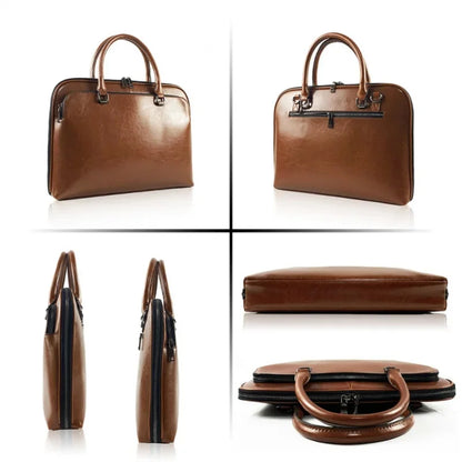 Luxury Genuine leather Women's Briefcase Fashion Business Handbag Large Capacity Shoulder Messenger bag Ladies Laptop Bag