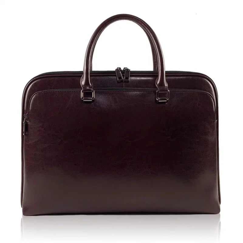 Luxury Genuine leather Women's Briefcase Fashion Business Handbag Large Capacity Shoulder Messenger bag Ladies Laptop Bag